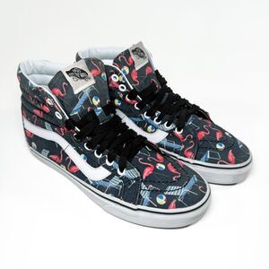 Vans Sk8-Hi  High Top  Canvas Sneakers Flamingo Pool Party Print Black Men’s 7.5